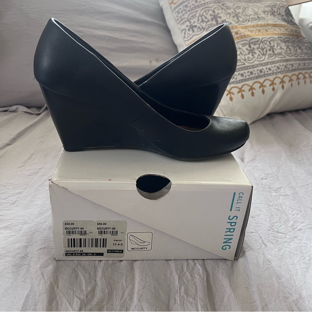 Call It Spring Black Wedge Heels